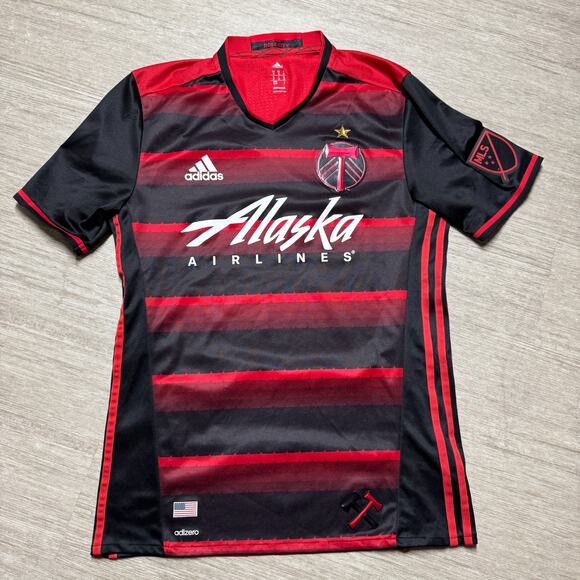 Adidas Portland Timbers Womens M Jersey Short Sleeve Red Black adizero - Picture 1 of 5